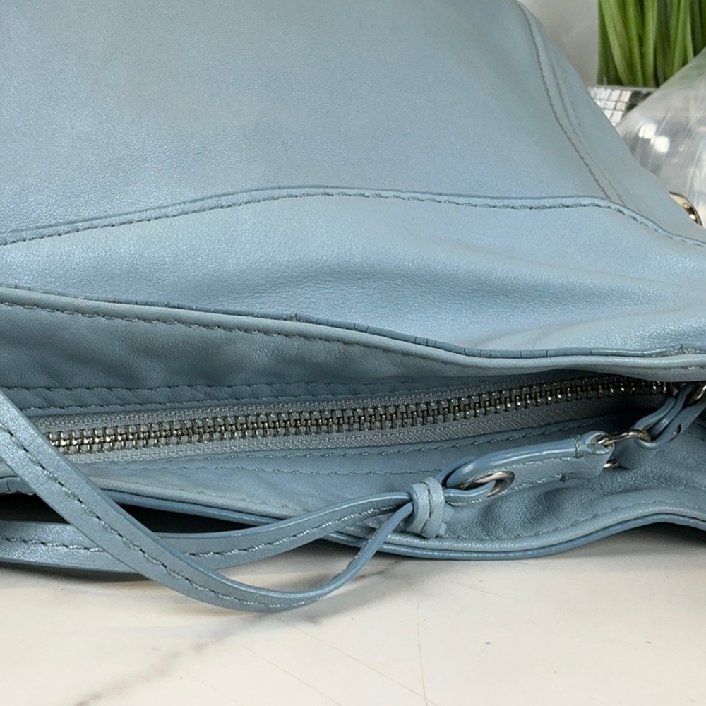 Coach Zoe Light Dusty Blue Silver Leather Large Hobo Bag - Picture 10 of 14